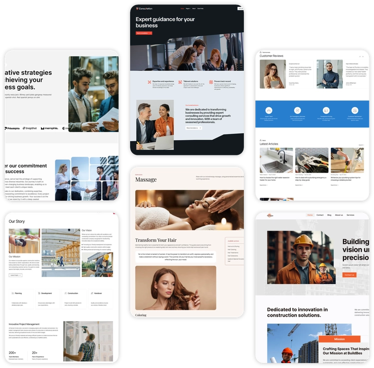 Grid of web designs from the Webflow templates library